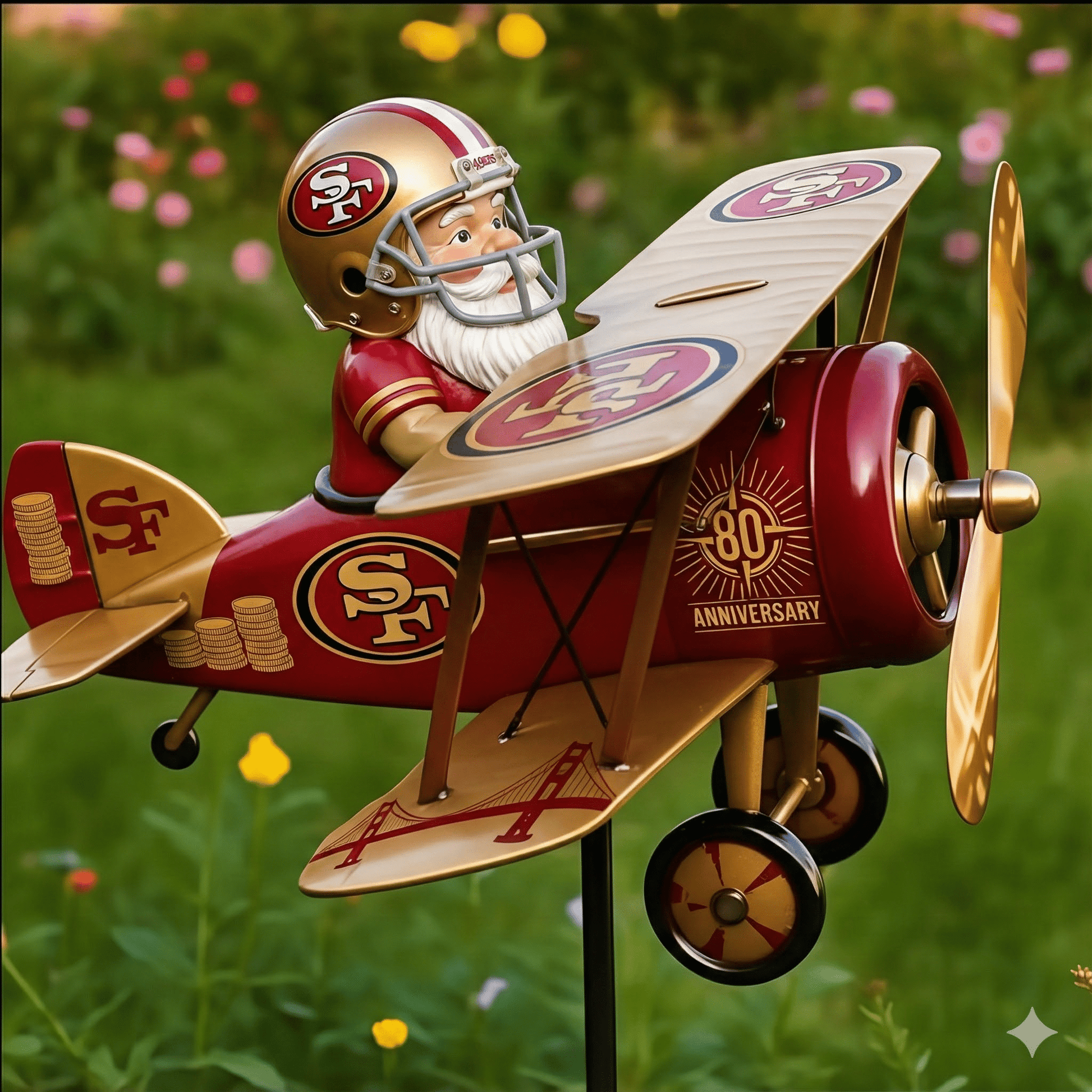 San Francisco 49Ers 80Th Anniversary Commemorative Garden Windmill - JY - cartographermarket