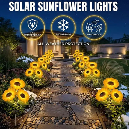 Solar Sunflower LED Lights, Waterproof, Universal for Garden, Patio & Lawn - OKN - cartographermarket