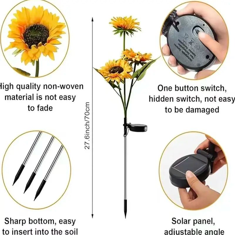 Solar Sunflower LED Lights, Waterproof, Universal for Garden, Patio & Lawn - OKN - cartographermarket