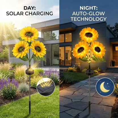 Solar Sunflower LED Lights, Waterproof, Universal for Garden, Patio & Lawn - OKN - cartographermarket