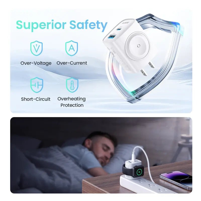 TOPADRE 3-in-1 Magnetic Wireless Cordless PD USB-C Wall Charger Block-EDC - cartographermarket