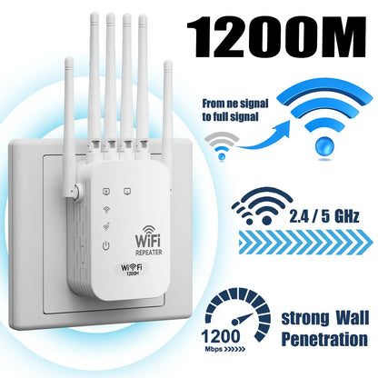 WiFi Extender 2026 6 - Antenna Strong Signal, 1200Mbps Dual Band (2.4GHz) Booster, - EDC - cartographermarket
