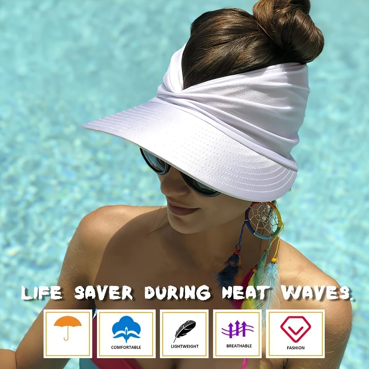 Women's UPF 50+ UV Protection Sun Visor Hat | SunSafeTok That Girl Aesthetic High Ponytail Wide Brim Hat - EDC - cartographermarket