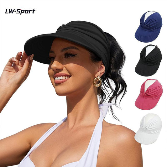 Women's UPF 50+ UV Protection Sun Visor Hat | SunSafeTok That Girl Aesthetic High Ponytail Wide Brim Hat - EDC - cartographermarket