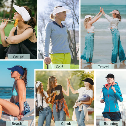 Women's UPF 50+ UV Protection Sun Visor Hat | SunSafeTok That Girl Aesthetic High Ponytail Wide Brim Hat - EDC - cartographermarket